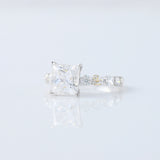 Princess Cut Lab Grown Floating Bubble Accent Engagement Ring