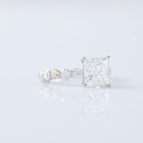 Princess Cut Lab Grown Floating Bubble Accent Engagement Ring