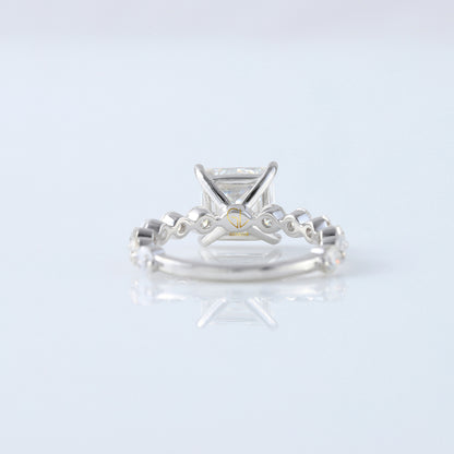 Princess Cut Lab Grown Floating Bubble Accent Engagement Ring