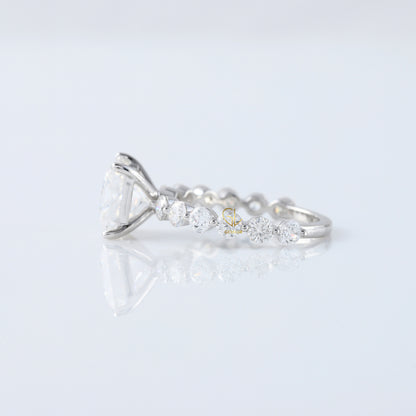 Princess Cut Lab Grown Floating Bubble Accent Engagement Ring