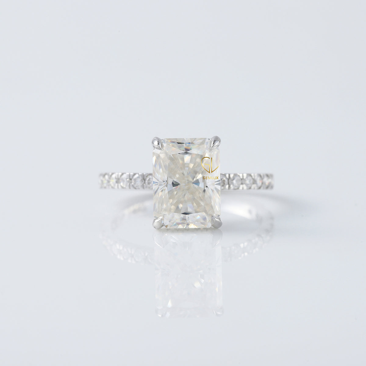 Radiant Cut Lab Grown Diamond Solitaire With Accent Ring
