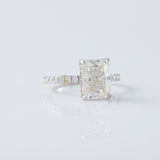 Radiant Cut Moissanite Diamond Hidden Halo Engagement Ring