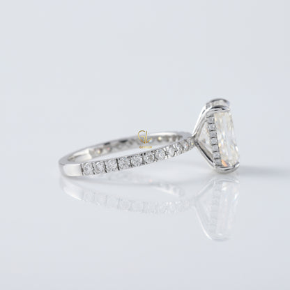 Radiant Cut Moissanite Diamond Hidden Halo Engagement Ring