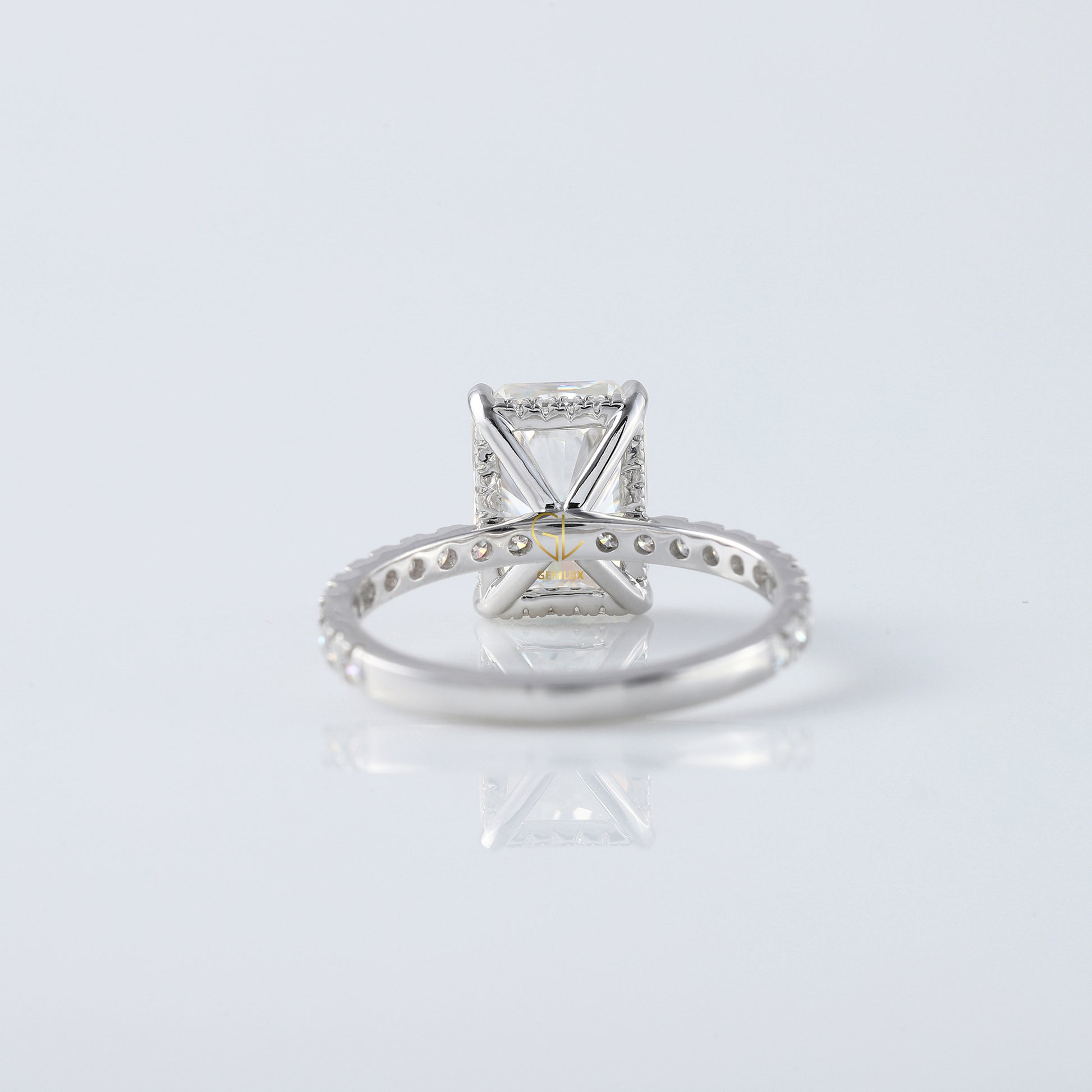 Radiant Cut Moissanite Diamond Hidden Halo Engagement Ring