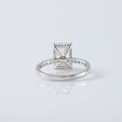 Radiant Cut Moissanite Diamond Hidden Halo Engagement Ring