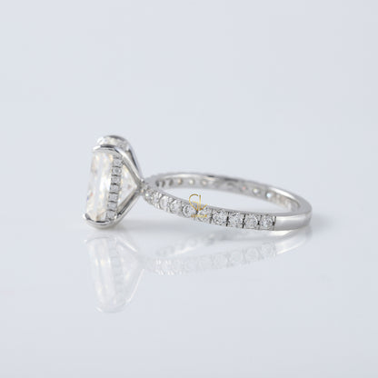 Radiant Cut Moissanite Diamond Hidden Halo Engagement Ring