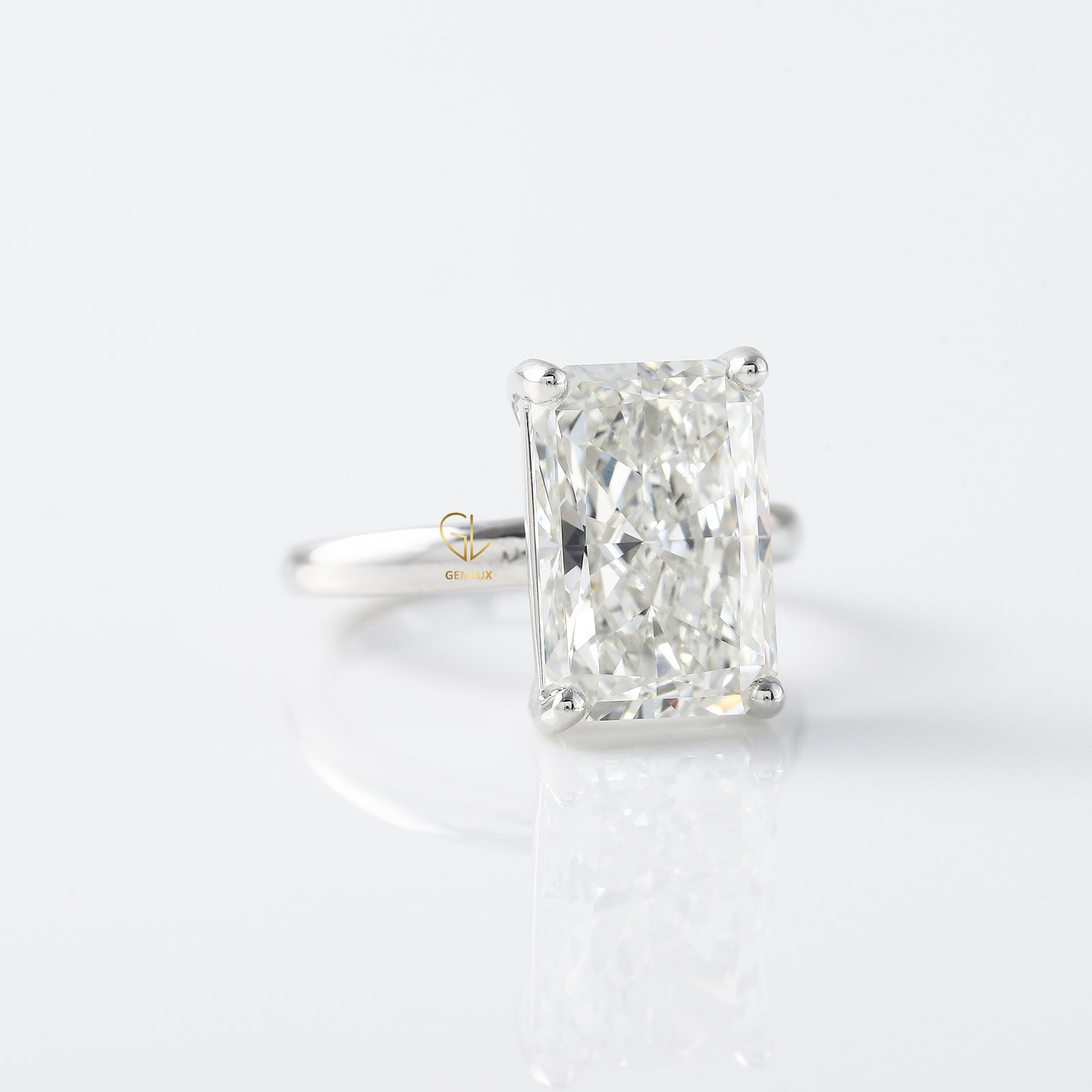 Radiant Cut Moissanite Solitaire Engagement Ring
