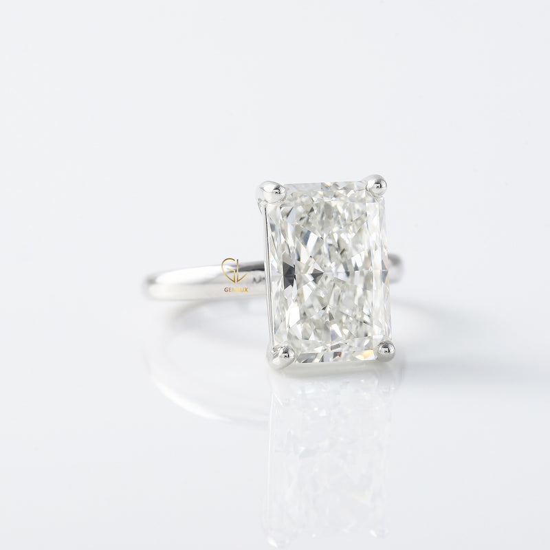 Radiant Cut Moissanite Solitaire Engagement Ring