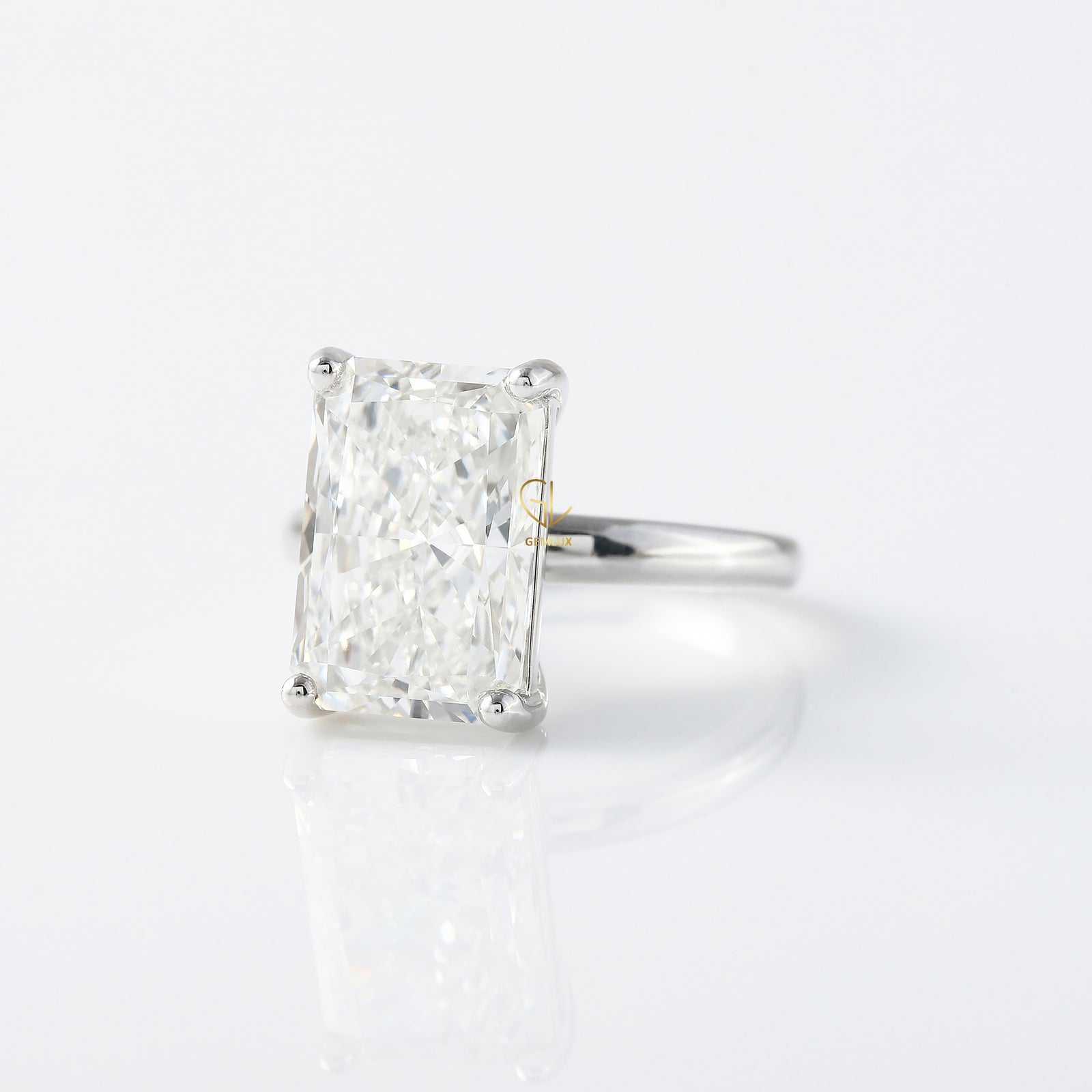 Radiant Cut Moissanite Solitaire Engagement Ring