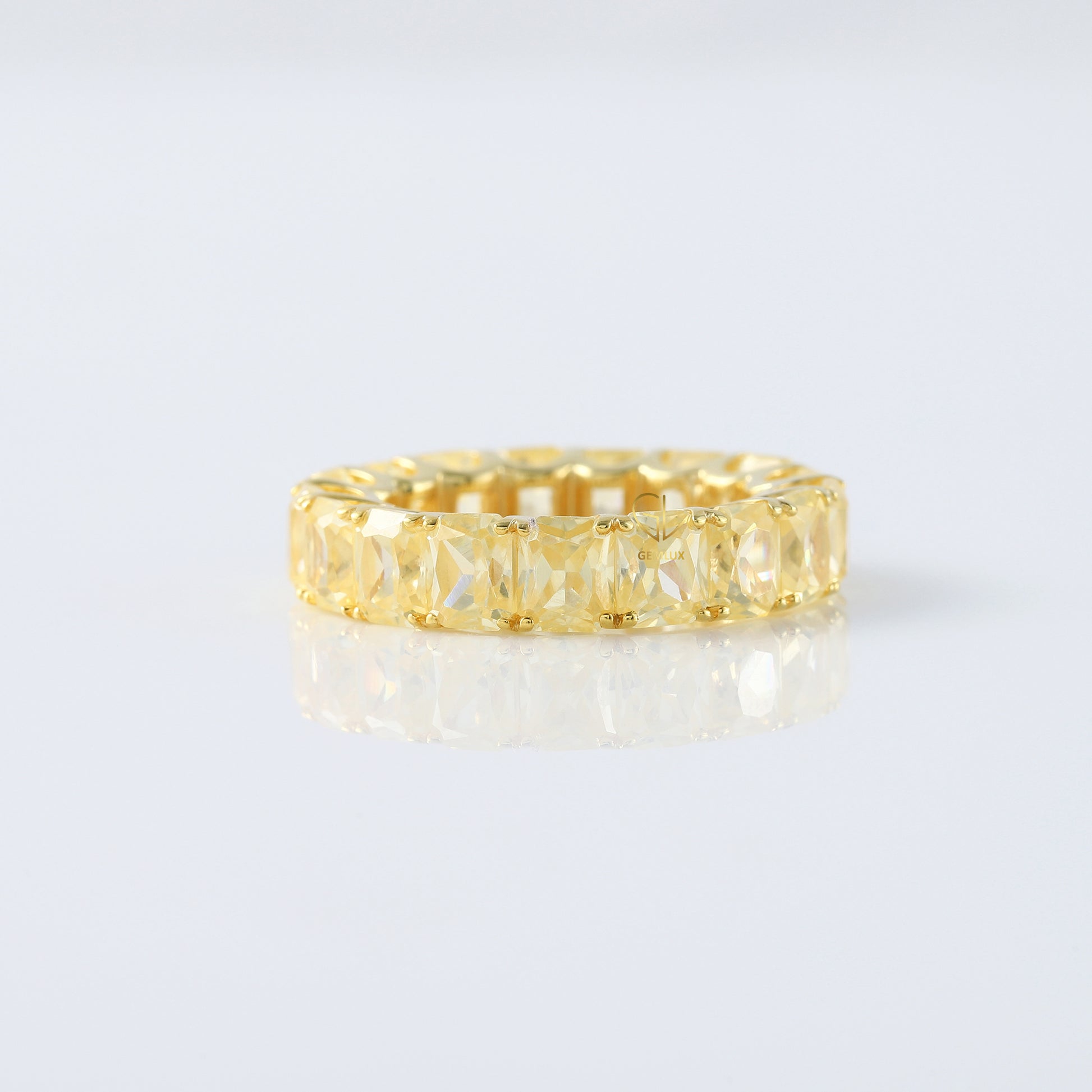 Radiant Cut Yellow Moissanite Diamond Eternity Wedding Band