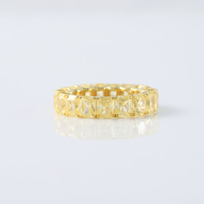 Radiant Cut Yellow Moissanite Diamond Eternity Wedding Band