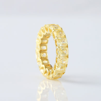 Radiant Cut Yellow Moissanite Diamond Eternity Wedding Band