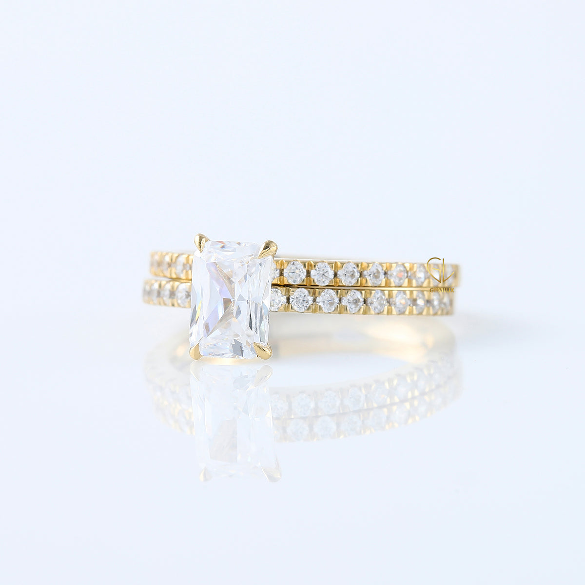 Radiant Cut Lab Grown Diamond Ring Set