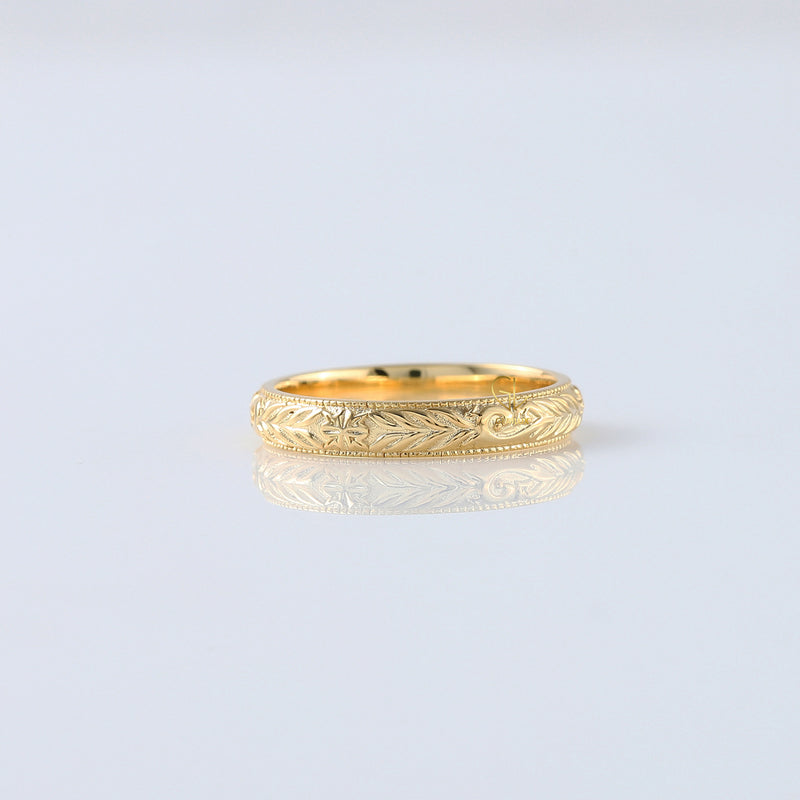 Retro Vintage 14k Solid Gold Plain Gold Filigree Wedding Band