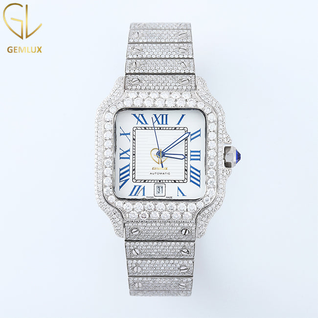 Roman Dial Iced Out Lab Grown Diamond Hip Hop Watch