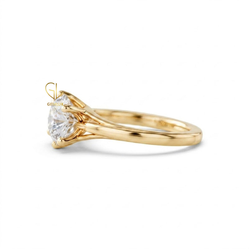 Round Brilliant Cut Lab Grown Diamond Split Shank Solitaire Engagement Ring