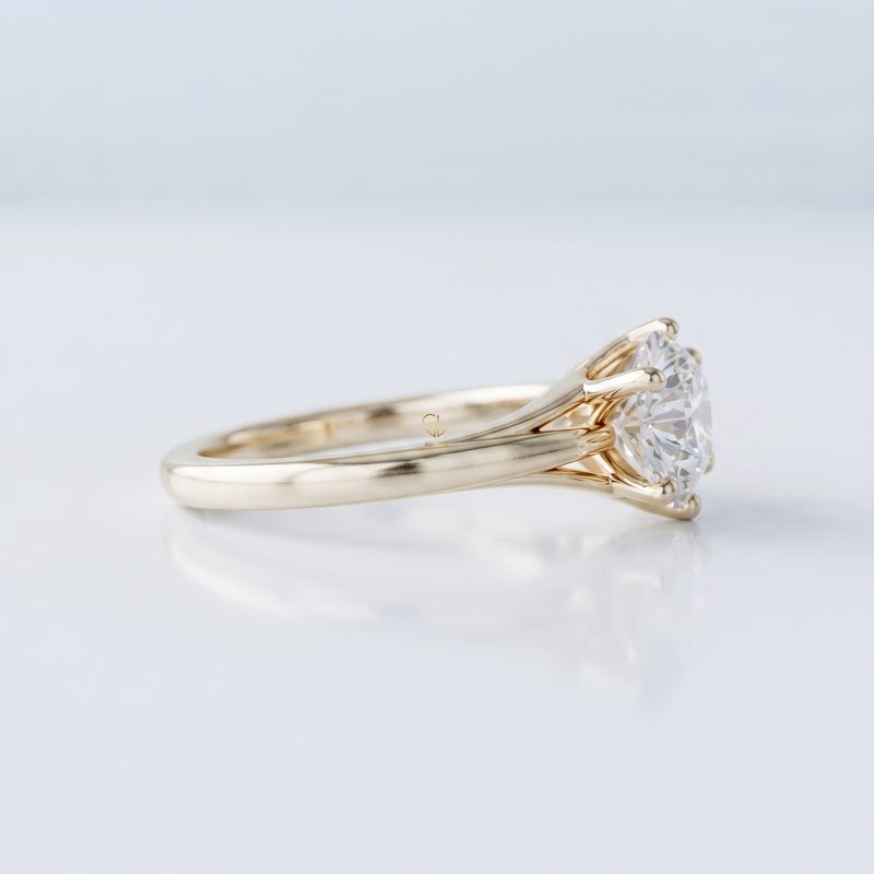 Round Brilliant Cut Lab Grown Diamond Split Shank Solitaire Engagement Ring