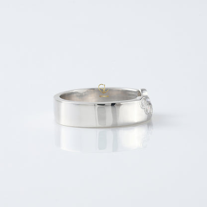 Round Cut Lab Grown Bezel Set Curved Wedding Band