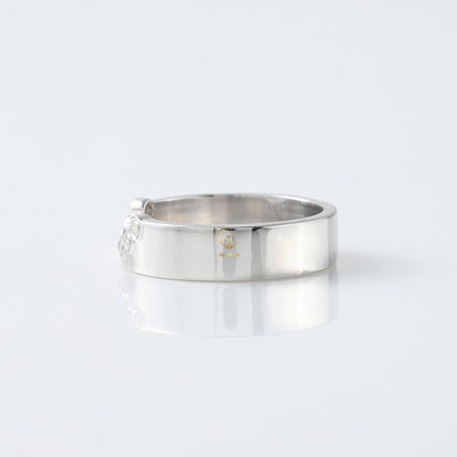 Round Cut Lab Grown Bezel Set Curved Wedding Band