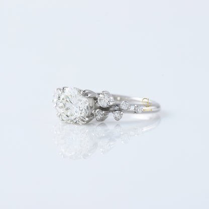 Round Cut Lab Grown Cluster Scattered Diamond Ring
