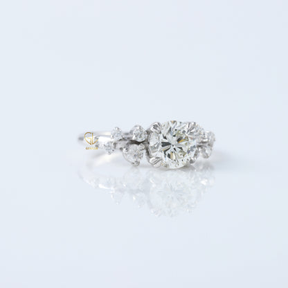 Round Cut Lab Grown Cluster Scattered Diamond Ring