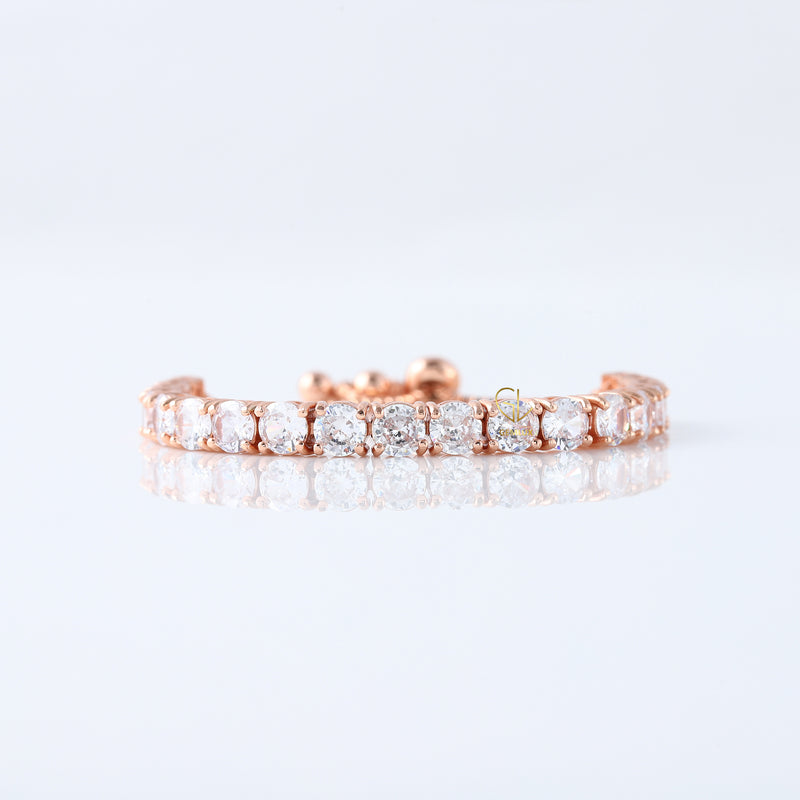 Round Cut Lab Grown Diamond Adjustable Tennis Bracelet For Women