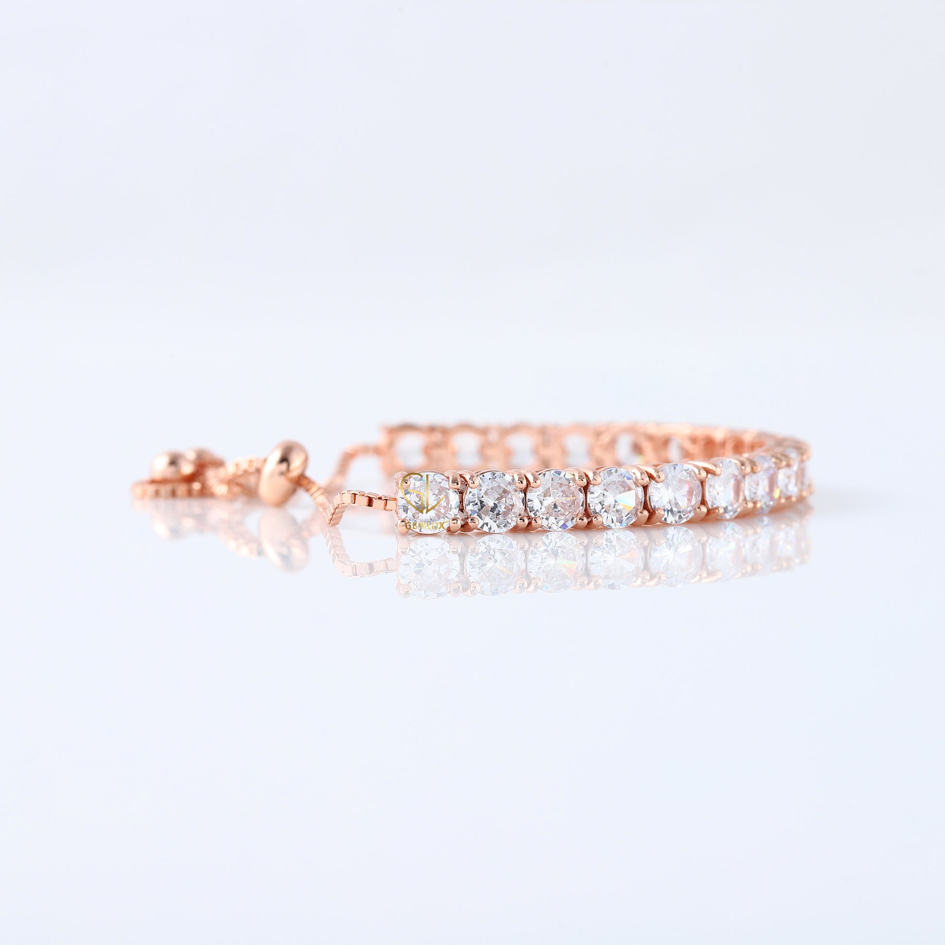Round Cut Lab Grown Diamond Adjustable Bracelet For Women