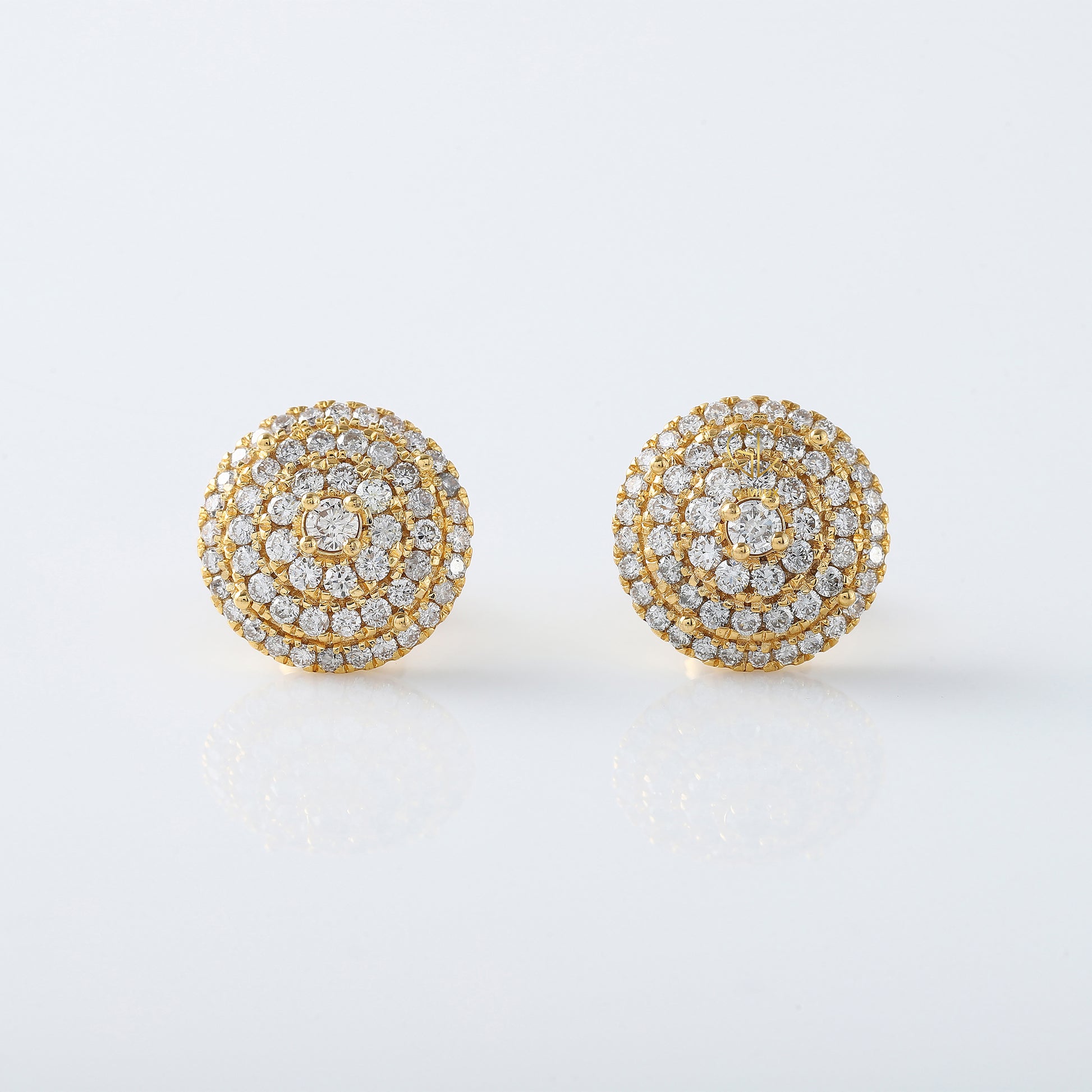 Round Cut Lab Grown Diamond Cluster Stud Earrings