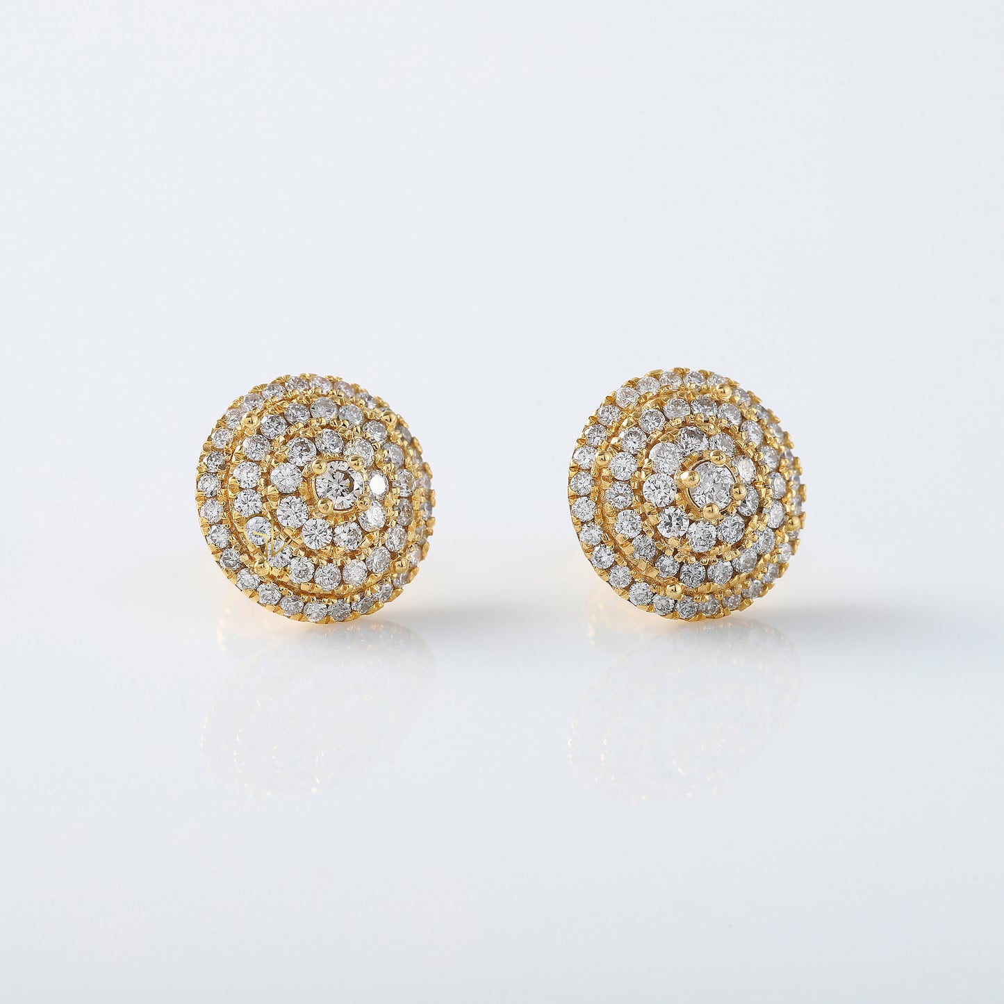 Round Cut Lab Grown Diamond Cluster Stud Earrings