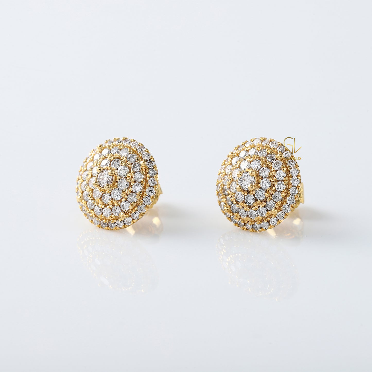 Round Cut Lab Grown Diamond Cluster Stud Earrings