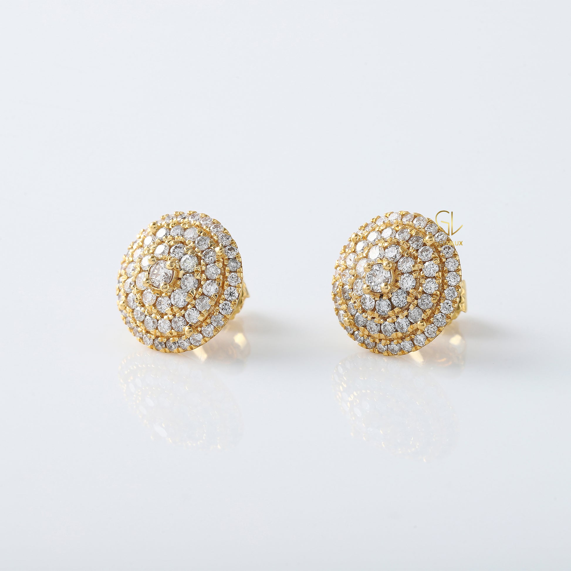 Round Cut Lab Grown Diamond Cluster Stud Earrings