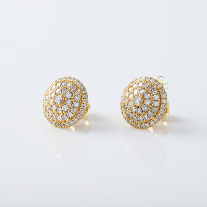 Round Cut Lab Grown Diamond Cluster Stud Earrings