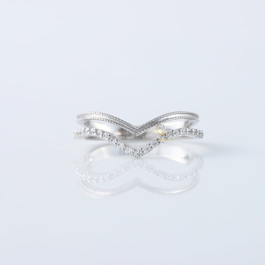 Round Cut Lab Grown Diamond Curved Wedding Band