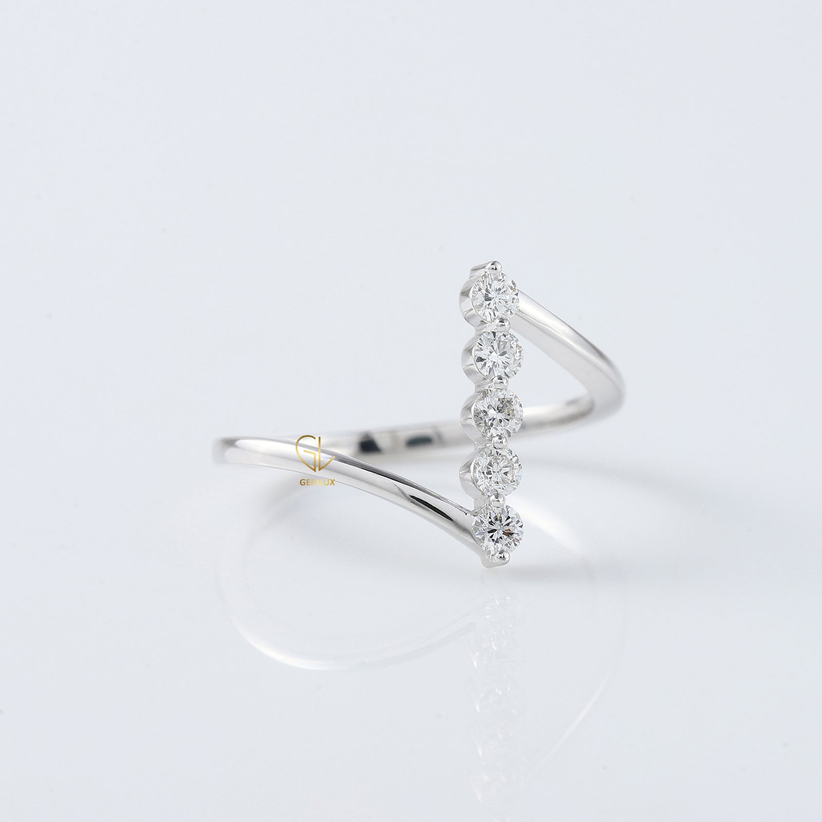 Round Cut Lab Grown Diamond Five Stone Bypass Ring