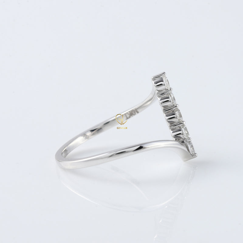 Round Cut Lab Grown Diamond Five Stone Bypass Ring