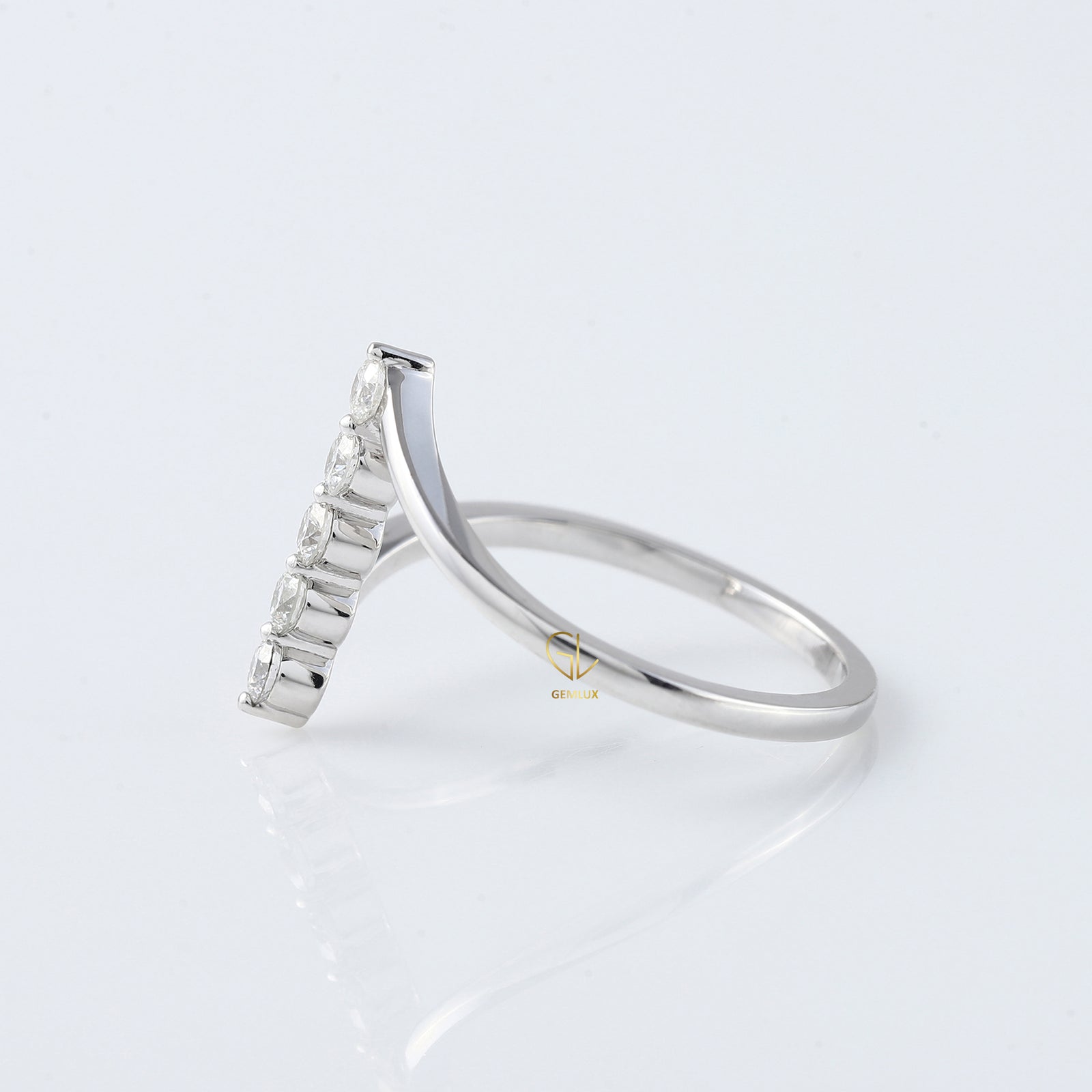 Round Cut Lab Grown Diamond Five Stone Bypass Ring