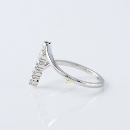 Round Cut Lab Grown Diamond Five Stone Bypass Ring