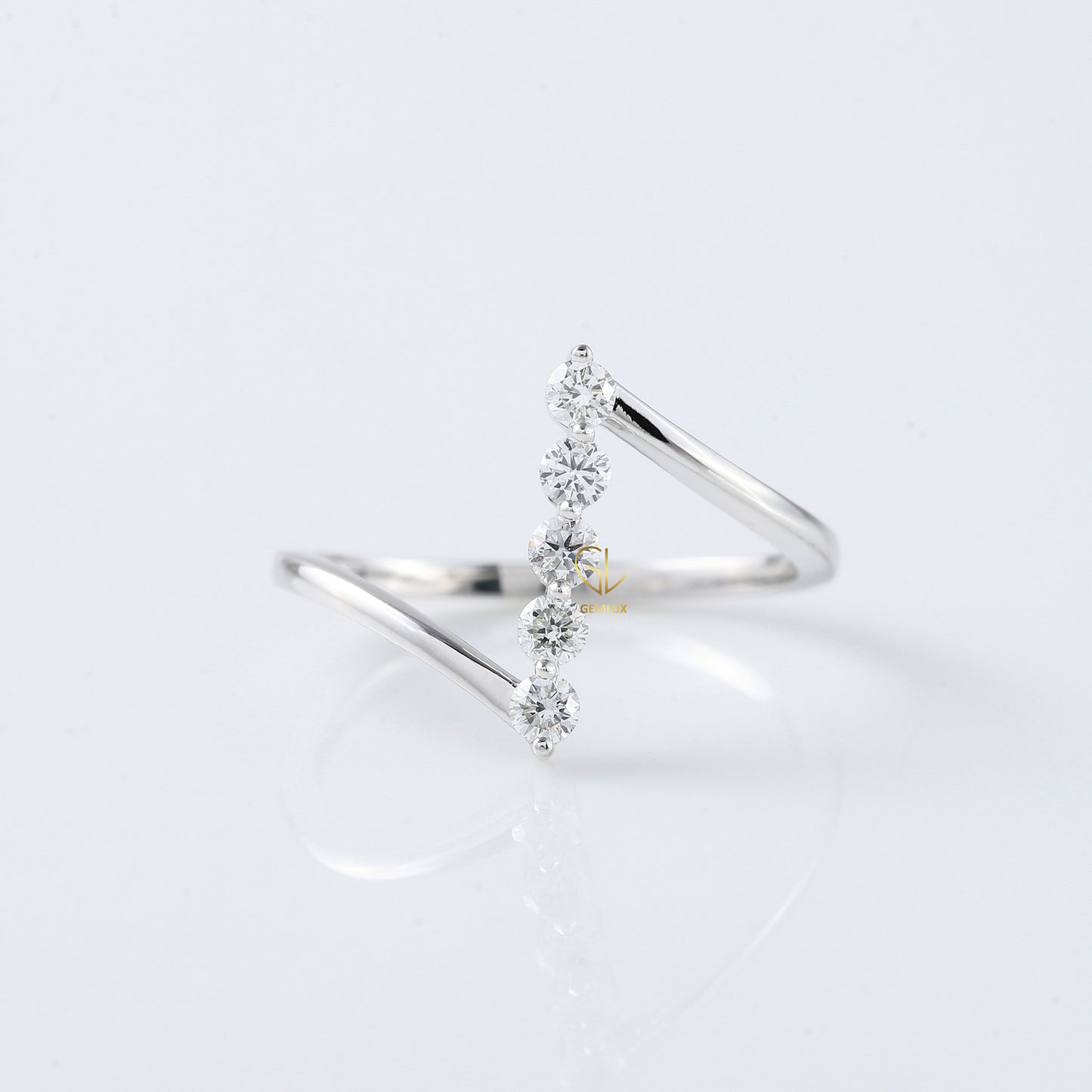 Round Cut Lab Grown Diamond Five Stone Bypass Ring