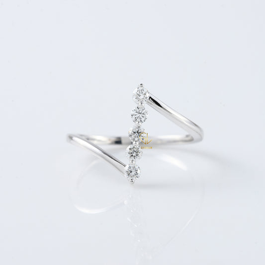 Round Cut Lab Grown Diamond Five Stone Bypass Ring