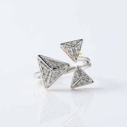 Round Cut Lab Grown Diamond Open Cuff Engagement Ring