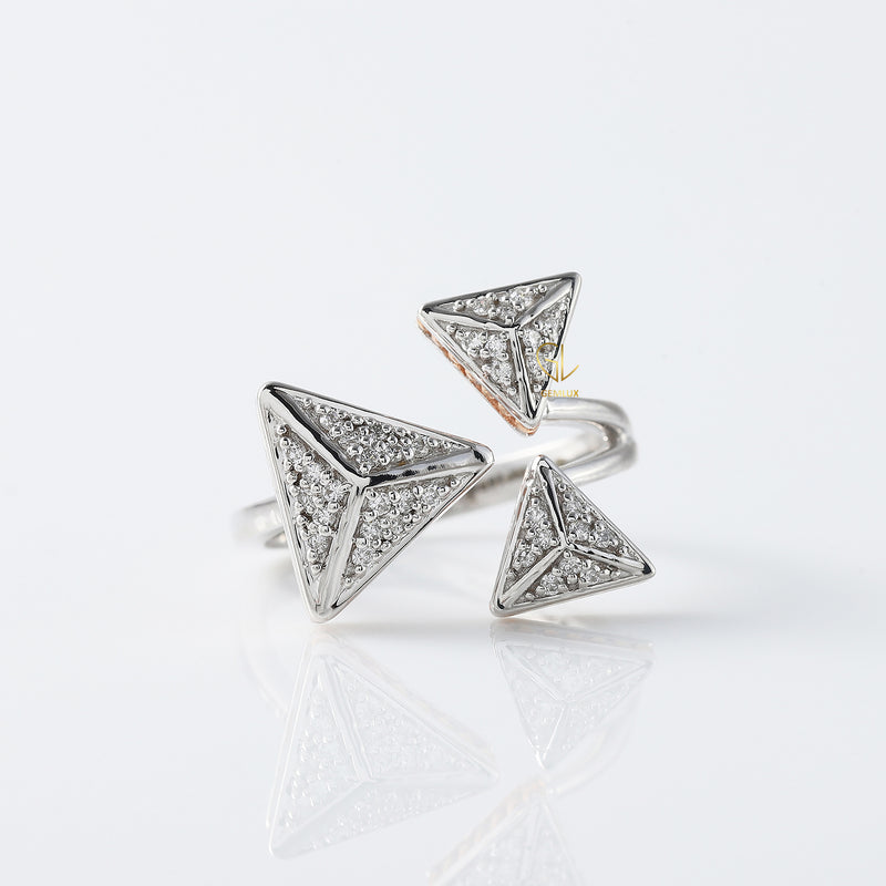 Round Cut Lab Grown Diamond Open Cuff Engagement Ring