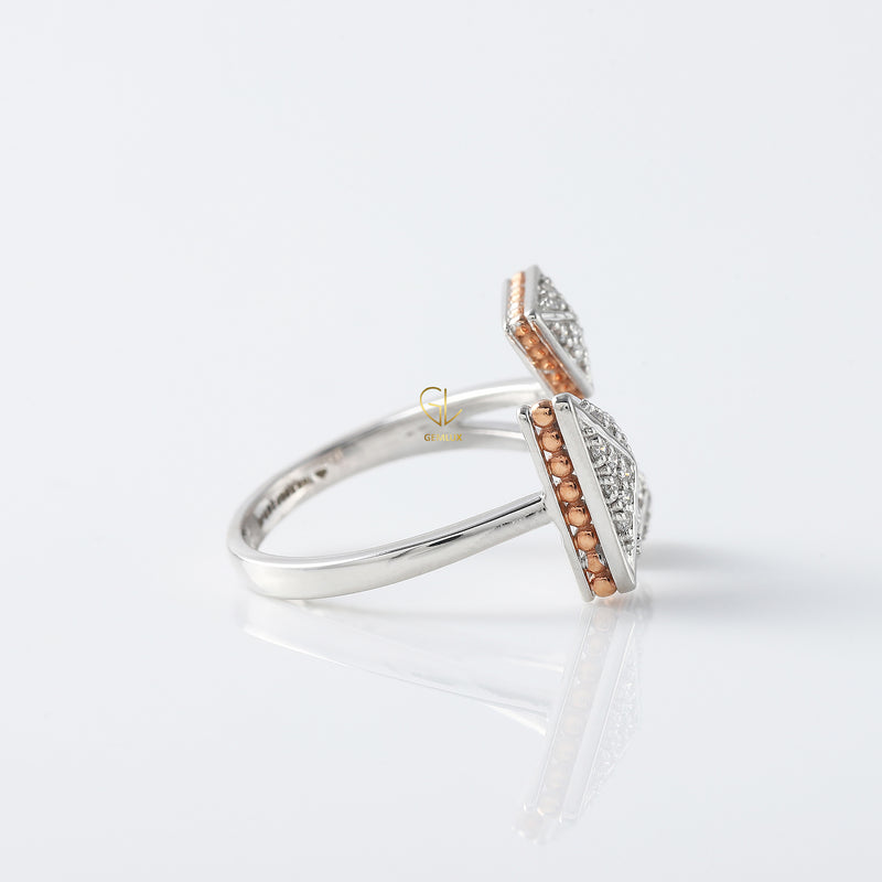 Round Cut Lab Grown Diamond Open Cuff Engagement Ring