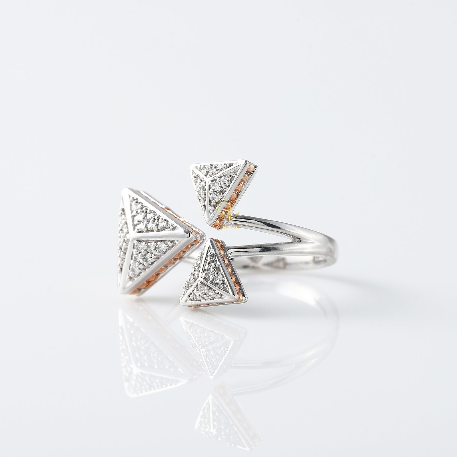 Round Cut Lab Grown Diamond Open Cuff Engagement Ring