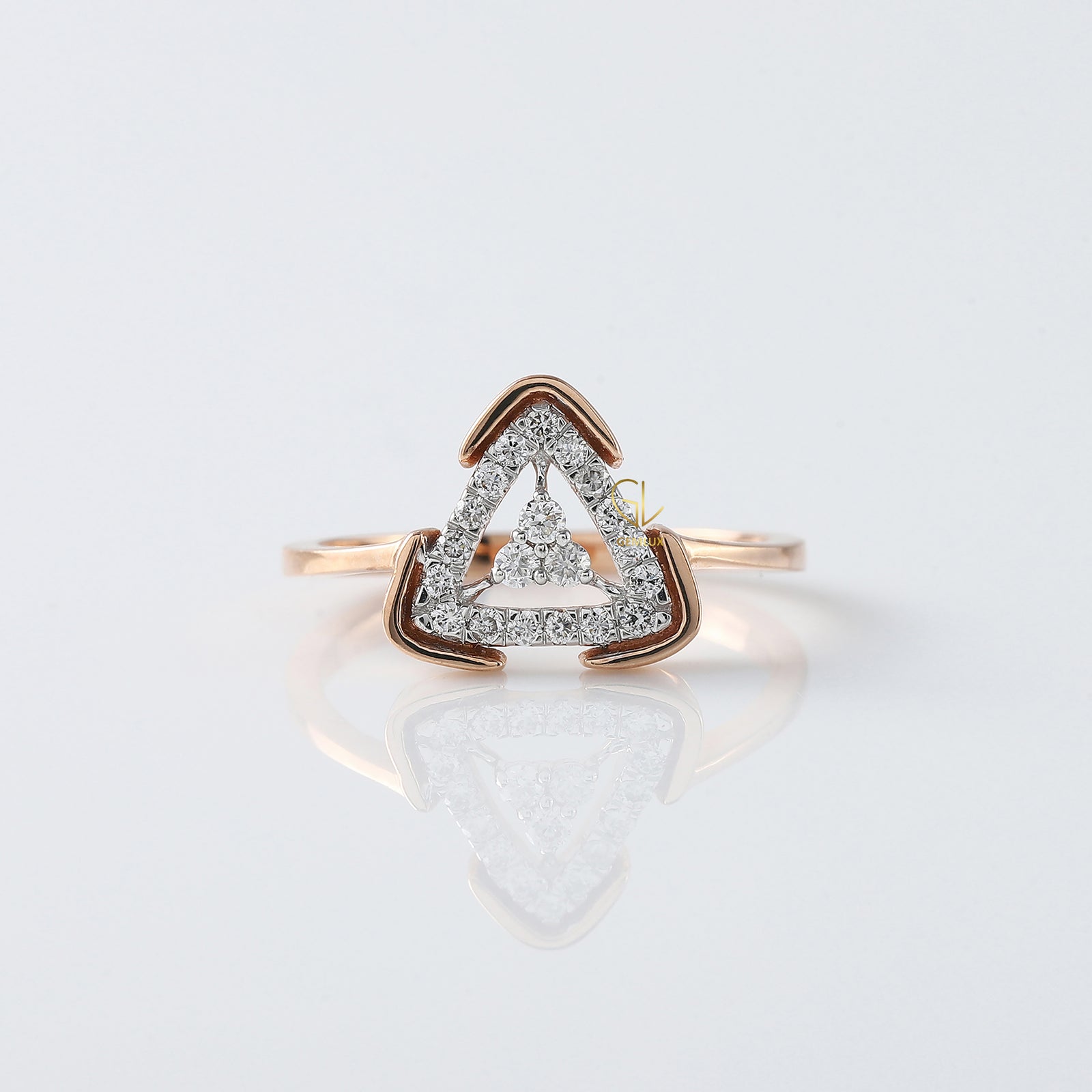 Round Cut Lab Grown Diamond Triangle Shap Engagement Ring