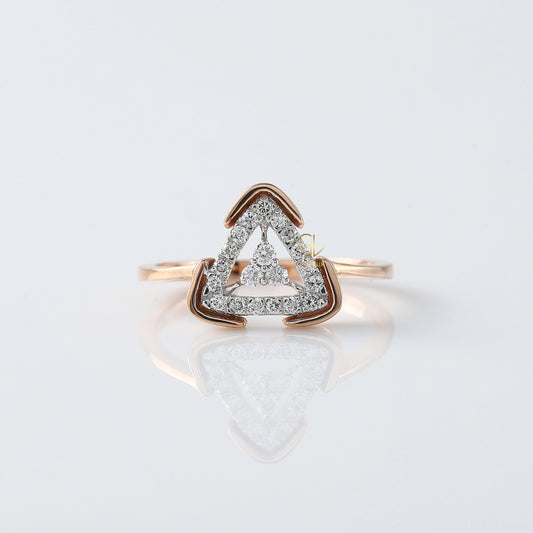 Round Cut Lab Grown Diamond Triangle Shap Engagement Ring