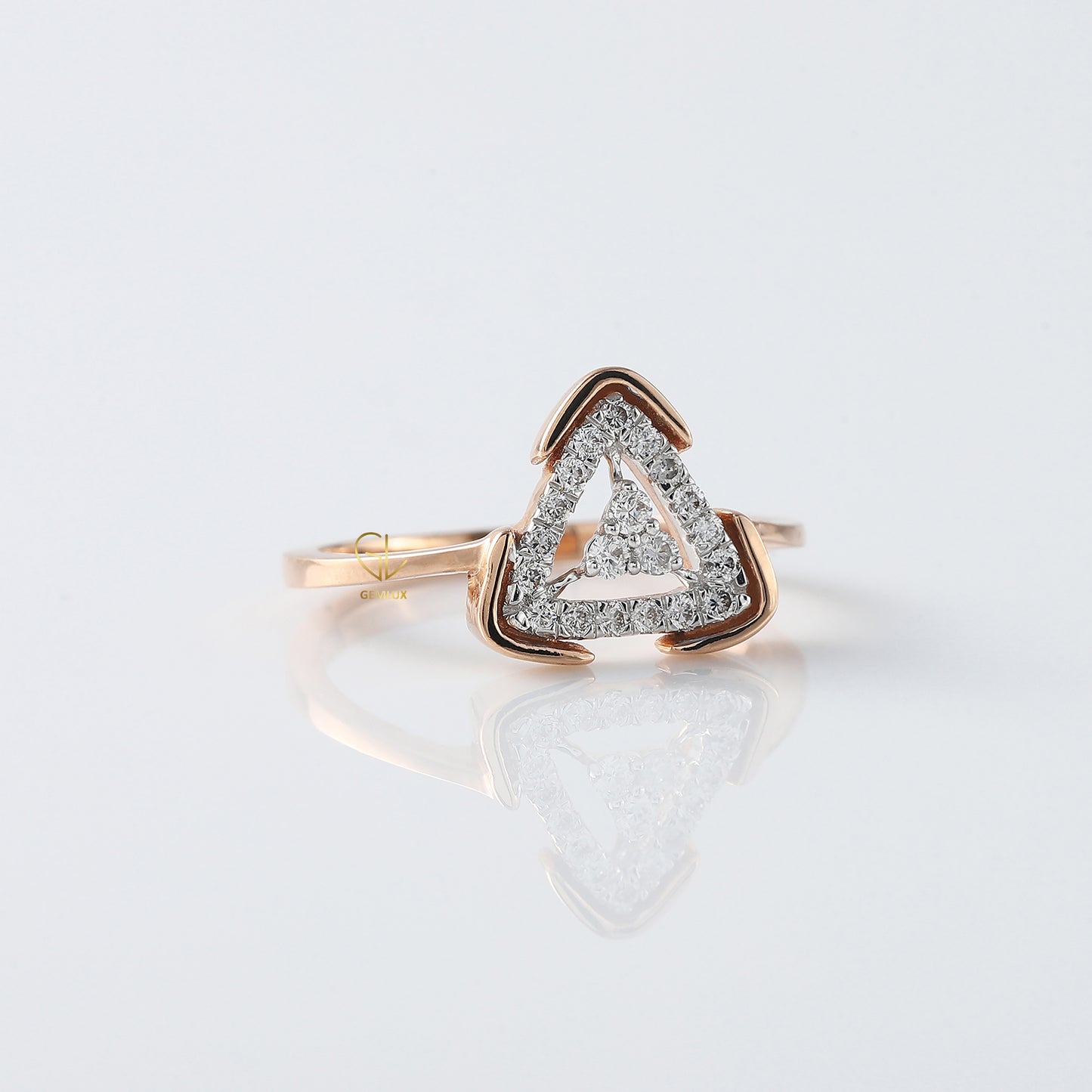 Round Cut Lab Grown Diamond Triangle Shap Engagement Ring