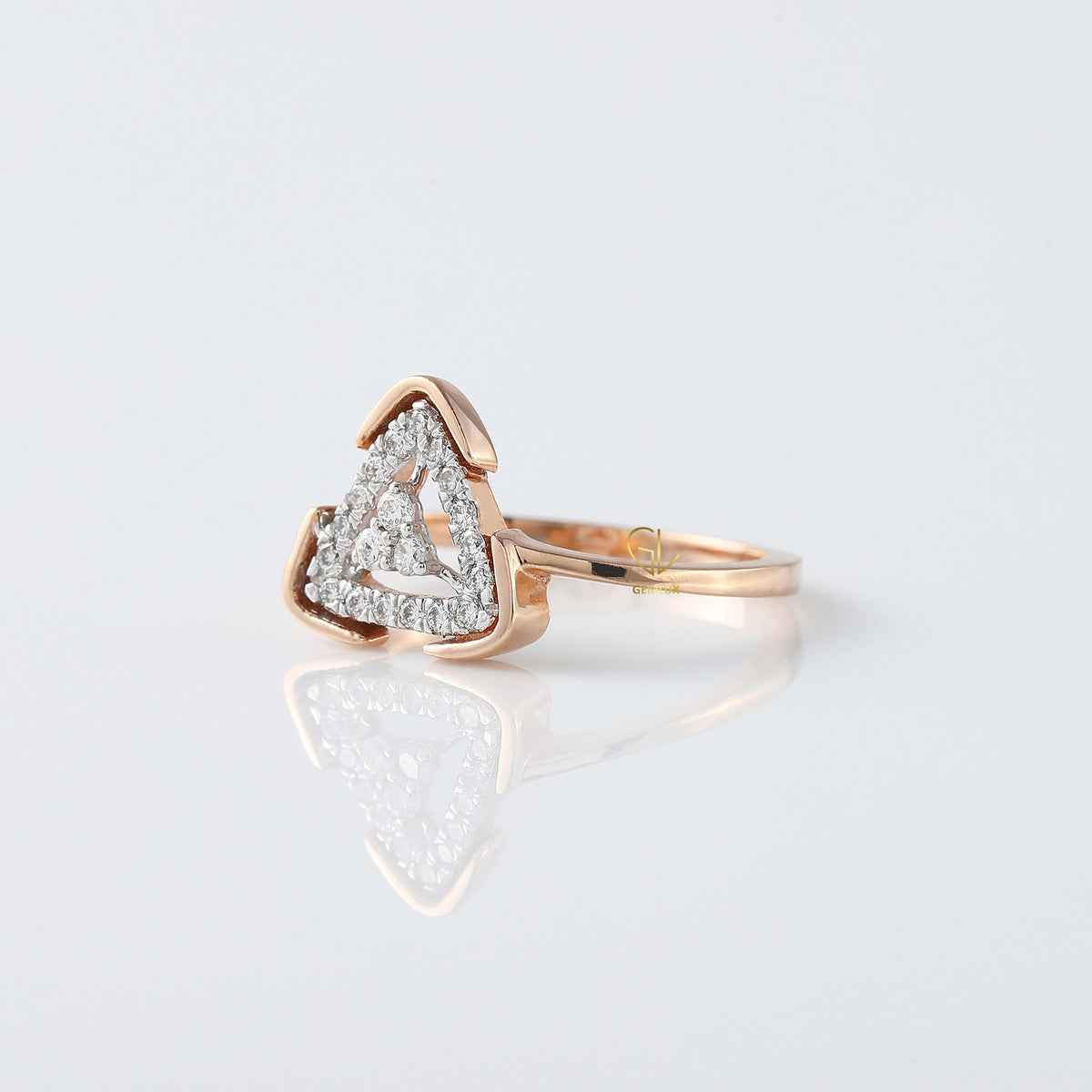 Round Cut Lab Grown Diamond Triangle Shap Engagement Ring