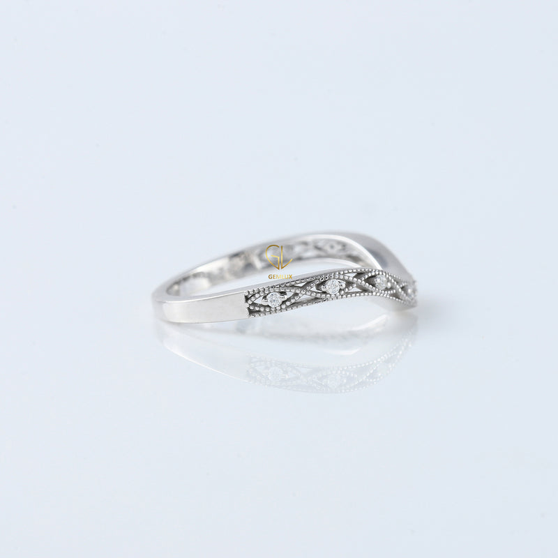 Round Cut Lab Grown Diamond Vintage Art Deco Band