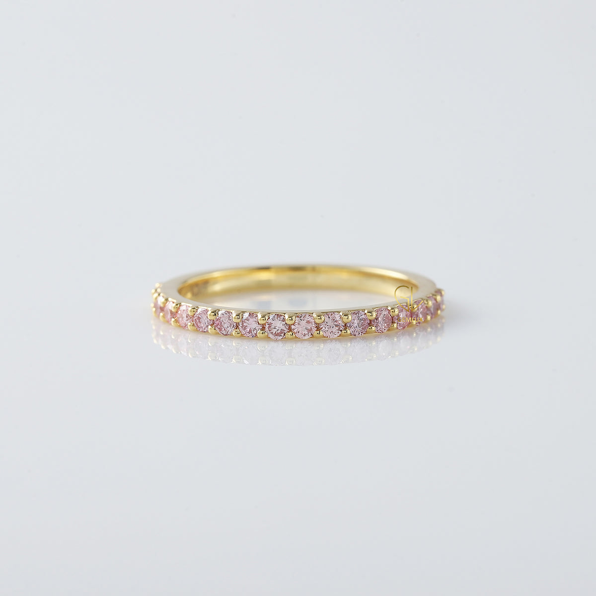 Round Cut Lab Grown Half Eternity Wedding Band