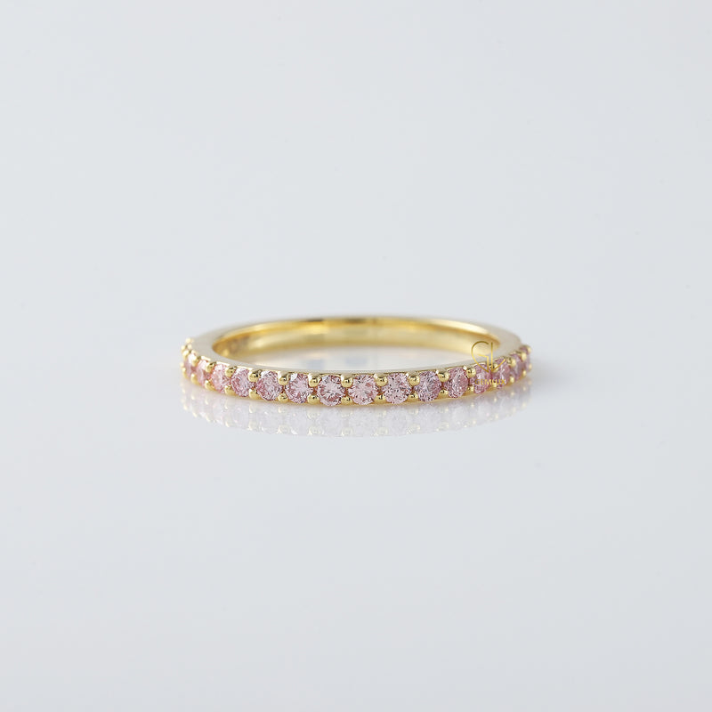 Round Cut Lab Grown Half Eternity Wedding Band